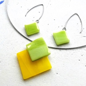 NEMESACÉL!  Zöld-sárga ékszerszett, ajándék nőknek, lányoknak névnapra, születésnapra. - ékszer - ékszerszett - Meska.hu