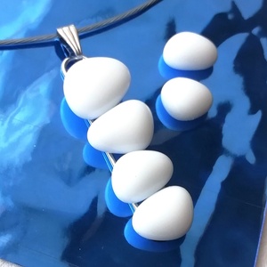 AKCIÓ! NEMESACÉL!  Fehér kavicsok üvegékszer szett. - Meska.hu