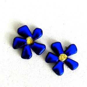 ORVOSI FÉM! ! Kéknefelejcs  stiftes fülbevaló, ajándék névnapra, születésnapra. - ékszer - fülbevaló - pötty fülbevaló - Meska.hu
