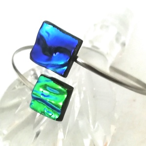 AKCIÓ! Nemesacél kék-zöld kockák trendi karkötő. , Ékszer, Ékszerszett, , MESKA