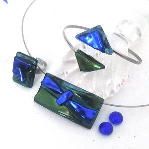 NEMESACÉL!  Kék-zöld fények ékszerszett. - Meska.hu