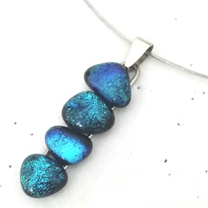 AKCIÓ! NEMESACÉL!  Kék-zöld kavicsok dichroic nyaklánc. - Meska.hu