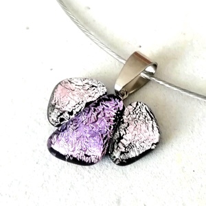  NEMESACÉL!   Rózsaszín dkhroic cseppek nyaklánc., Ékszer, Nyaklánc, Medálos nyaklánc, Ékszerkészítés, Üvegművészet, MESKA