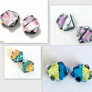 Dichroic színes fülbevaló csomag, ajándék karácsonyra. - Meska.hu