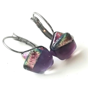 NEMESACÉL!  Levendula dichroic fülbevaló, ajándék névnapra, születésnapra. - ékszer - ékszerszett - Meska.hu