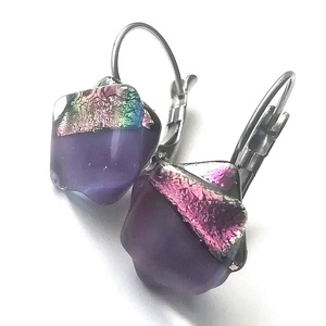 NEMESACÉL!  Levendula dichroic fülbevaló, ajándék névnapra, születésnapra. - Meska.hu