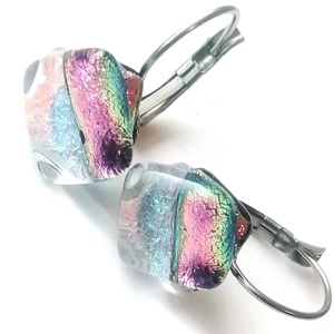 NEMESACÉL!  Orchidea dichroic fülbevaló, ajándék névnapra, születésnapra. - Meska.hu