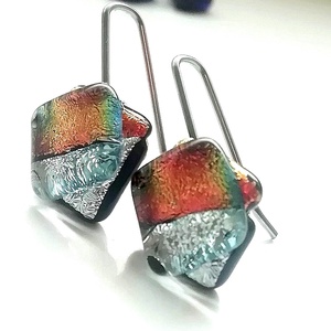 NEMESACÉL!  Ezüstös naplemente dichroic fülbevaló, ajándék névnapra, születésnapra. - Meska.hu