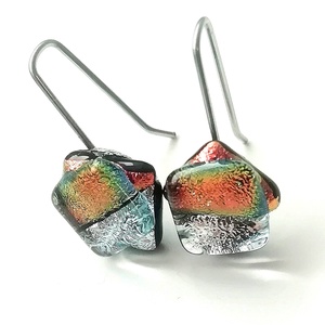 NEMESACÉL!  Ezüstös naplemente dichroic fülbevaló, ajándék névnapra, születésnapra. - ékszer - ékszerszett - Meska.hu