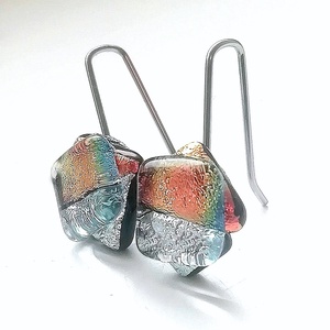 NEMESACÉL!  Ezüstös naplemente dichroic fülbevaló, ajándék névnapra, születésnapra. - ékszer - ékszerszett - Meska.hu