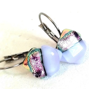 NEMESACÉL!  Lilaakác dichroic fülbevaló, ajándék névnapra, születésnapra. - ékszer - ékszerszett - Meska.hu