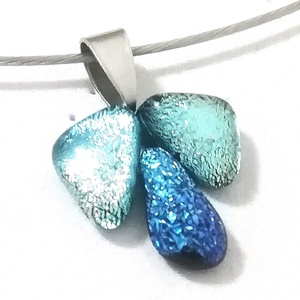  NEMESACÉL!   Ezüstkék cseppecske dichroic nyaklánc. - Meska.hu