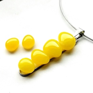 AKCIÓ! NEMESACÉL!  Sárga kavicsok üvegékszer szett. - ékszer - ékszerszett - Meska.hu