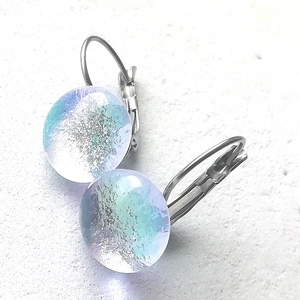 NEMESACÉL! Holdfény üveg fülbevaló, ajándék nőknek névnapra, születésnapra., Ékszer, Fülbevaló, Lógós kerek fülbevaló, Ékszerkészítés, Üvegművészet, MESKA