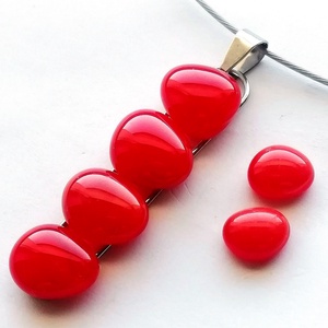 NEMESACÉL!  Narancsos piros kavicsok üvegékszer szett. - Meska.hu