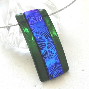 AKCIÓ! Zöldben kék csillagok, dichroic nyaklánc. - Meska.hu