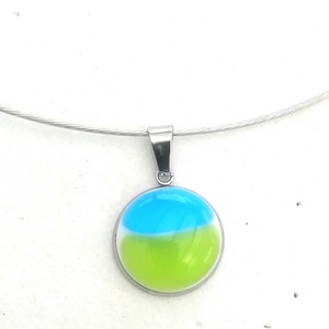 NEMESACÉL! Ezüst aqua dichroic nyaklánc , ajándék  ballagásra, névnapra, születésnapra. - ékszer - nyaklánc - medál - Meska.hu