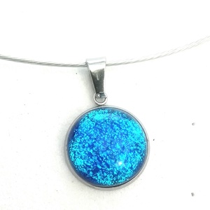 NEMESACÉL! Ezüst aqua dichroic nyaklánc , ajándék  ballagásra, névnapra, születésnapra. - ékszer - nyaklánc - medál - Meska.hu