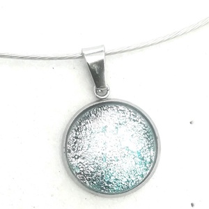 NEMESACÉL! Ezüst aqua dichroic nyaklánc , ajándék  ballagásra, névnapra, születésnapra. - Meska.hu