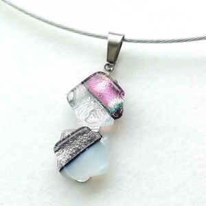   Dichroic duó trendi nyaklánc , ajándék névnapra, születésnapra. - ékszer - ékszerszett - Meska.hu