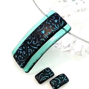 AKCIÓ! Kék-türkiz tűzijáték, dichroic ékszerszett. - Meska.hu