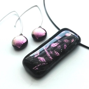 NEMESACÉL!  Pink- fekete ragyogás ékszerszett - ékszer - ékszerszett - Meska.hu