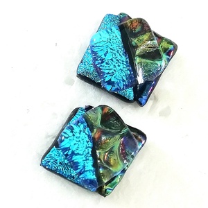 Kék fények dichroic  fülbevaló. - ékszer - fülbevaló - pötty fülbevaló - Meska.hu