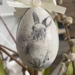 Nyuszis és bárányos húsvéti tojás, Otthon & Életmód, Dekoráció, Fali és függő dekoráció, Függődísz, Decoupage, transzfer és szalvétatechnika, Festett tárgyak, MESKA