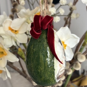 Zöld, piros húsvéti tojás - ünnepi díszek, dekorációk - húsvéti díszek és dekorációk - húsvéti tojásfadíszek - Meska.hu