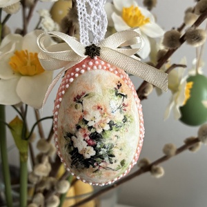 Barackvirágos húsvéti tojás, Ünnepi díszek, dekorációk, Húsvéti díszek és dekorációk, Húsvéti tojásfadíszek, Decoupage, transzfer és szalvétatechnika, Festett tárgyak, MESKA