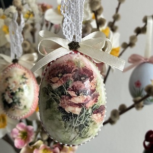 Piros pipacsos húsvéti tojás, Otthon & Életmód, Dekoráció, Fali és függő dekoráció, Függődísz, Decoupage, transzfer és szalvétatechnika, Festett tárgyak, MESKA
