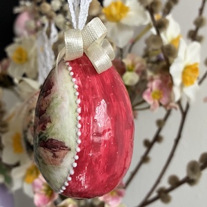 Piros pipacsos húsvéti tojás - otthon & életmód - dekoráció - fali és függő dekoráció - függődísz - Meska.hu