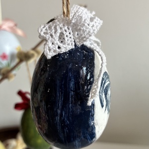 Kék kakasos húsvéti tojás - otthon & életmód - dekoráció - fali és függő dekoráció - függődísz - Meska.hu