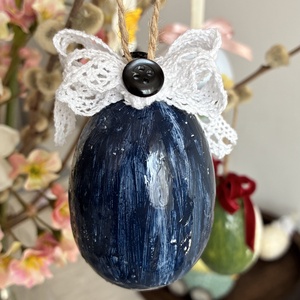 Kék kakasos húsvéti tojás - otthon & életmód - dekoráció - fali és függő dekoráció - függődísz - Meska.hu