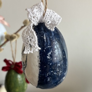 Kék kakasos húsvéti tojás - otthon & életmód - dekoráció - fali és függő dekoráció - függődísz - Meska.hu