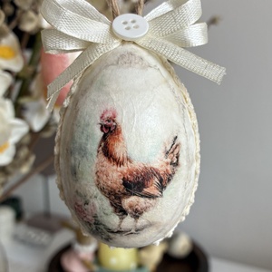 Kakasos, tyúkos, csipkés húsvéti tojás - ünnepi díszek, dekorációk - húsvéti díszek és dekorációk - húsvéti tojásfadíszek - Meska.hu
