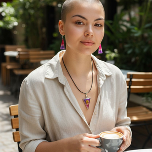 Hajnali Harmónia  Rózsa és Lila Átmenetes Műgyanta Ékszerszett (Háromszög) - ékszer - ékszerszett - Meska.hu