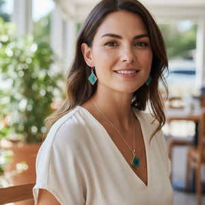  Sivatagi Virág � Türkiz Virágos Műgyanta Ékszerszett, Négyzet Forma - ékszer - ékszerszett - Meska.hu