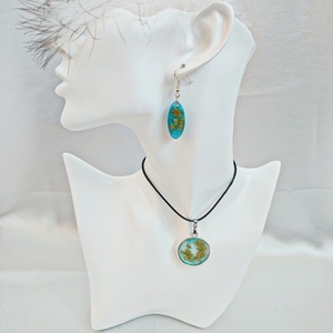 Kék Lagúna Szett: Azúrkék Műgyanta Ékszer Szett Préselt Virágokkal - ékszer - ékszerszett - Meska.hu