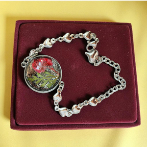 Virágos Szív Kaboson Karkötő Valódi Virágokkal - ékszer - karkötő - charm karkötő - Meska.hu