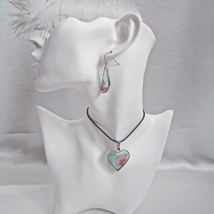 Zöld Virágálom  Rózsa Virágos Műgyanta Ékszerszett, Szív és Csepp Forma - ékszer - ékszerszett - Meska.hu