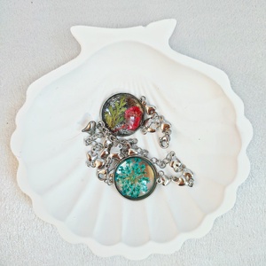 Virágos Szív Kaboson Karkötő Valódi Virágokkal - ékszer - karkötő - charm karkötő - Meska.hu