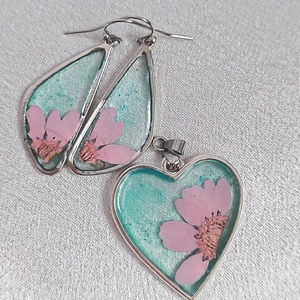 Zöld Virágálom  Rózsa Virágos Műgyanta Ékszerszett, Szív és Csepp Forma, Ékszer, Ékszerszett, Ékszerkészítés, MESKA