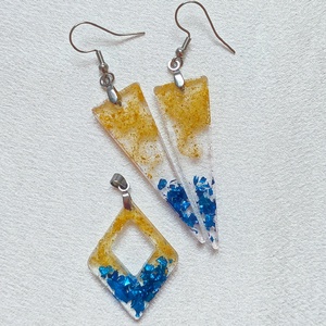 Citrom - Kék Kézműves Műgyanta szett - ékszer - ékszerszett - Meska.hu