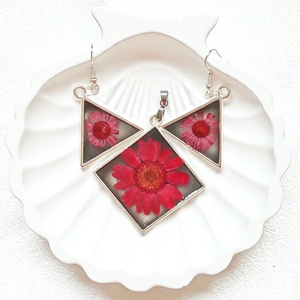 Dinamikus Kontraszt - Valódi Vörös virágos szett fém kerettel, Ékszer, Ékszerszett, Ékszerkészítés, MESKA