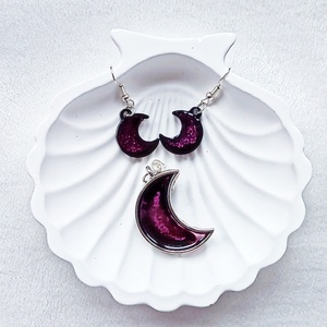 Misztikus Félhold Ékszerszett - Műgyanta medál és fülbevaló  - Meska.hu