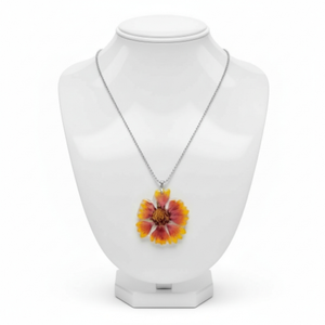 Aranyeső Virágmedál � sárga-vörös préselt virág, átlátszó gyantában - ékszer - ékszerszett - Meska.hu