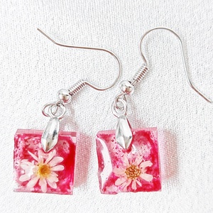 Nemes Piros Százszorszép és Jégvirágos Lila Álom � Hexagon medálos nyaklánc és fülbevaló Ékszer szett - ékszer - ékszerszett - Meska.hu