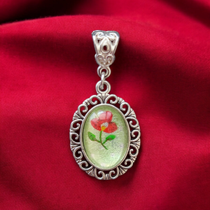 Vintage Stílusú Piros Virágos Zöld Álom Medál Fülbevaló Gyűrű Szett - ékszer - ékszerszett - Meska.hu