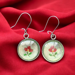 Vintage Stílusú Piros Virágos Zöld Álom Medál Fülbevaló Gyűrű Szett - ékszer - ékszerszett - Meska.hu